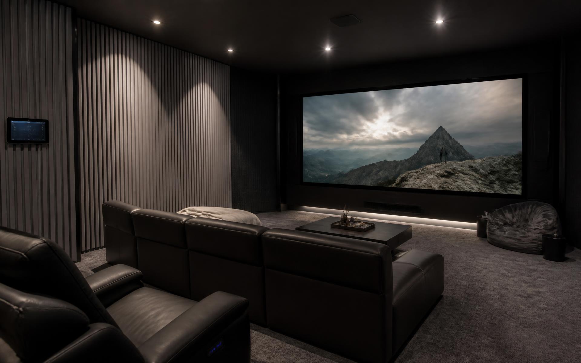 A softly lit interior with integrated lighting and concealed technology